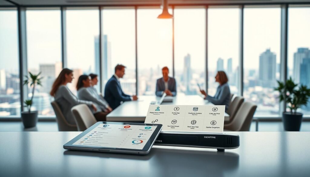 A meticulously designed marketing subscription ad campaign, showcased in a vibrant, modern office setting. The foreground features a sleek tablet displaying a subscription service interface, with clean typography and eye-catching iconography. In the middle ground, a diverse team of professionals collaborates around a minimalist conference table, discussing strategies to drive user acquisition and retention. The background depicts floor-to-ceiling windows, bathing the space in warm, natural lighting and offering a panoramic view of a bustling city skyline, symbolizing the expansive growth potential of the subscription model. The overall mood is one of professional sophistication, technological innovation, and a keen focus on data-driven marketing tactics to propel the small business forward. A meticulously designed marketing subscription ad campaign, showcased in a vibrant, modern office setting. The foreground features a sleek tablet displaying a subscription service interface, with clean typography and eye-catching iconography. In the middle ground, a diverse team of professionals collaborates around a minimalist conference table, discussing strategies to drive user acquisition and retention. The background depicts floor-to-ceiling windows, bathing the space in warm, natural lighting and offering a panoramic view of a bustling city skyline, symbolizing the expansive growth potential of the subscription model. The overall mood is one of professional sophistication, technological innovation, and a keen focus on data-driven marketing tactics to propel the small business forward.